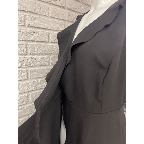 Loft Women Black Wrap Ruffle Sleeveless Dress Size 2 - Picture 7 of 9